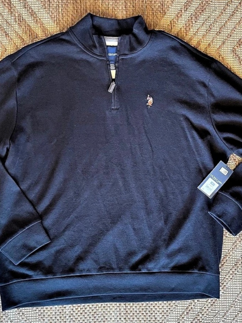 U.S. Polo Assn. Quarter Zip Pullover Sweater. Navy 3XL